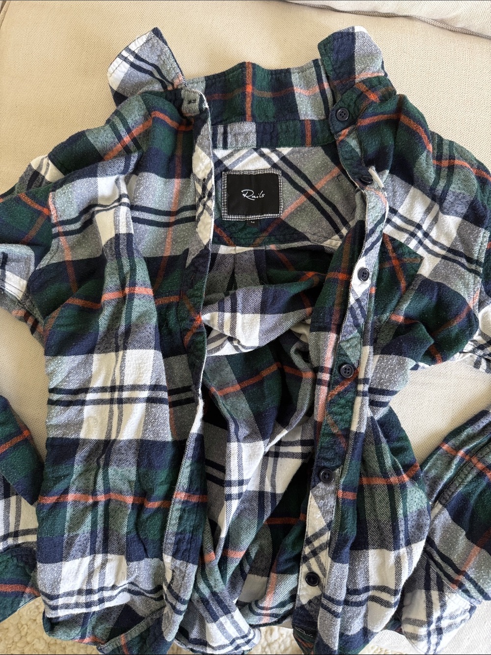 Rails Plaid Button Down Shirt in Green & White Size Medium